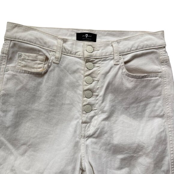 7 for All Mankind Denim High Waist Cropped Straight Leg Jeans Women's 28 White - Picture 3 of 15